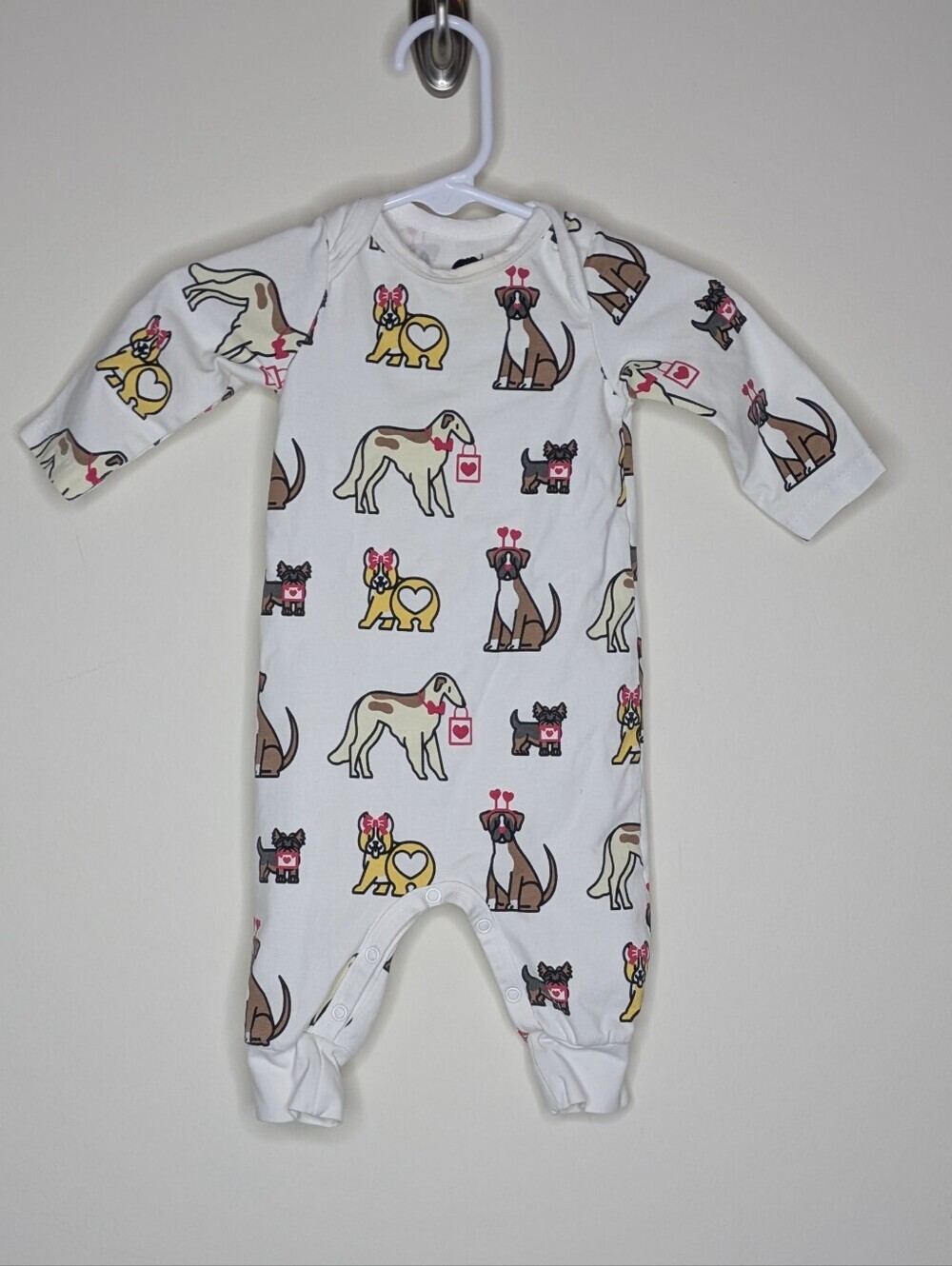 Monica + Andy Dog Hearts Romper 0-3m